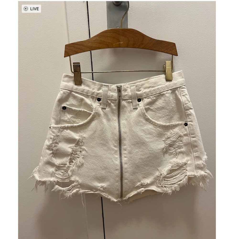 White carmar denim jean skirt
